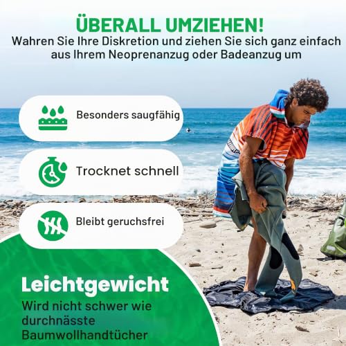 COR Surf Schnelltrocknend Surf Poncho Herren und Damen, Umkleidehilfe extra lang aus Mikrofaser… – Ansicht 3