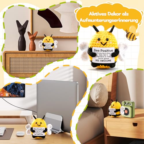 Glücksbringer Biene Pocket Hug Biene Glücksbringer Geschenke Glück Biene Positive Geschenke Positive Handgestrickt Biene Kuscheltier Geschenk Positiv Kartoffel Deutsch Ersatz Mutmacher Geschenk