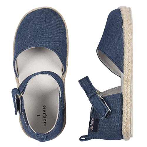 Gerber Crib Shoes Newborn Infant Toddler Girls Mary Jane, Denim, 8