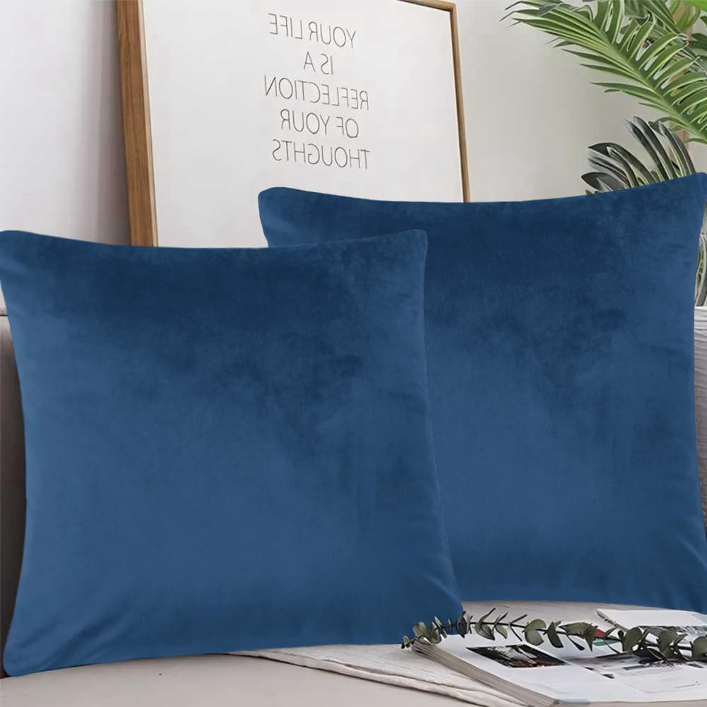 Federe Cuscino Quadrate Aeckself 40x40 Cm, Jacquard Geometrico Blu Navy, Confezione Da 2, Per Divano E Camera Letto - 2