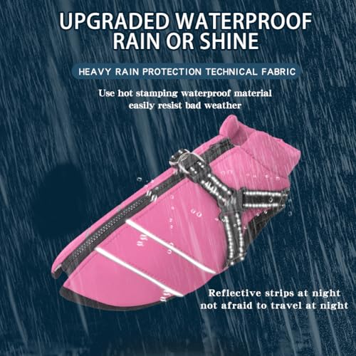 Mitili Warme Hundemantel Wasserdicht mit Geschirr, Reflektierend Hundejacke Winter für Kleine und Mittlere Hunde, Winddichte Hunde Wintermantel, Outdoor Hundeweste (Rosa, M)