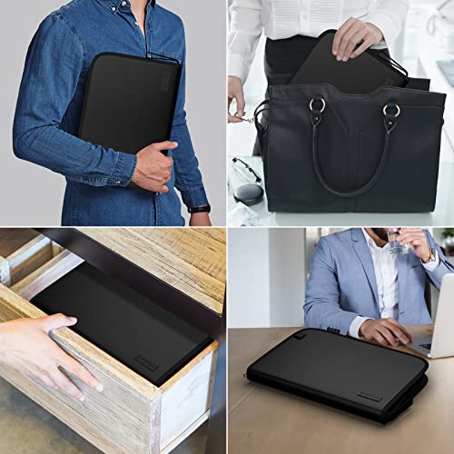 Engpow Expanding File Folder With Multi-Function Pockets,Fireproof File Organizer Accordion Document Organizer With Letter A4 Size Storage For Important Document,Money,Card,Usb,Passport,3-Pocket,Black #TOP5