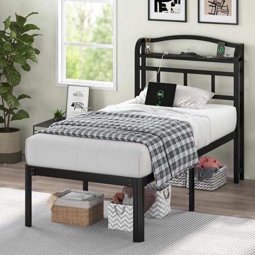 Amazon.com: QEROMY Twin Size Bed Frame - Storage Headboard with Galaxy