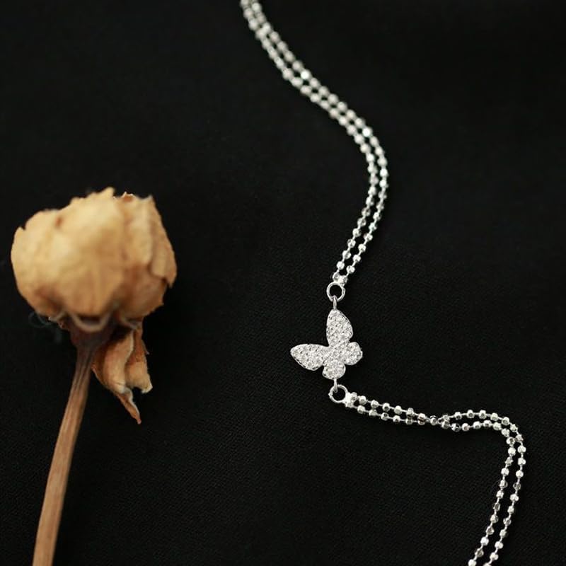 925 Sterling Silver Butterfly Bracelet for Women - Adjustable 1.1mm Dainty Bead Chain Bracelets with Butterfly, Cute Tiny Butterfly Pendant Charm Link Chain Faith Gifts for Women Friends Confirmation Anniversary Birthday - 6+2 Inches - Image 9