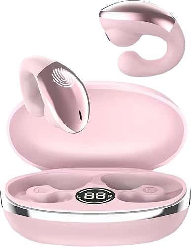 Miniatura 10 de Costnzo Auriculares inalámbricos, auriculares no dentro del oído, pantalla LED Bluetooth 5.3, auriculares impermeables con tapones para los oídos