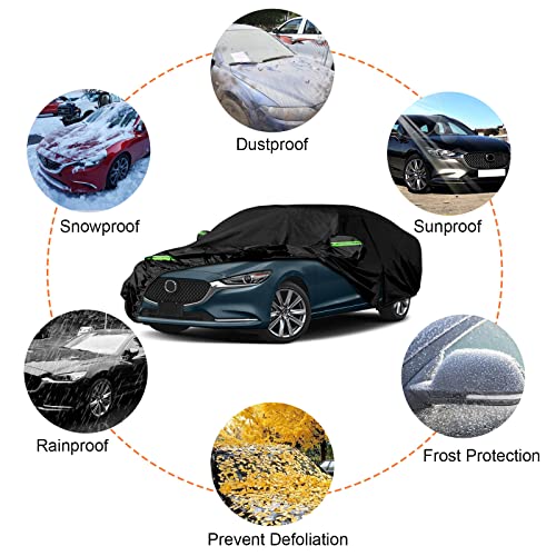 Image of Waterproof Car Cover Replace for 2002-2024 Mazda 6, 6 Layers All Weather Custom-fit All Weather Car Covers with Zipper Door & Windproof Bands for Sun Snow Rain Dust Protection (Mda 6)