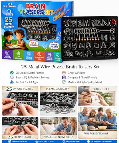 Image of Magicwand Stainless Steel 25 Pcs Metallic Intellectual Puzzles for All Age Groups【Pack of 1】