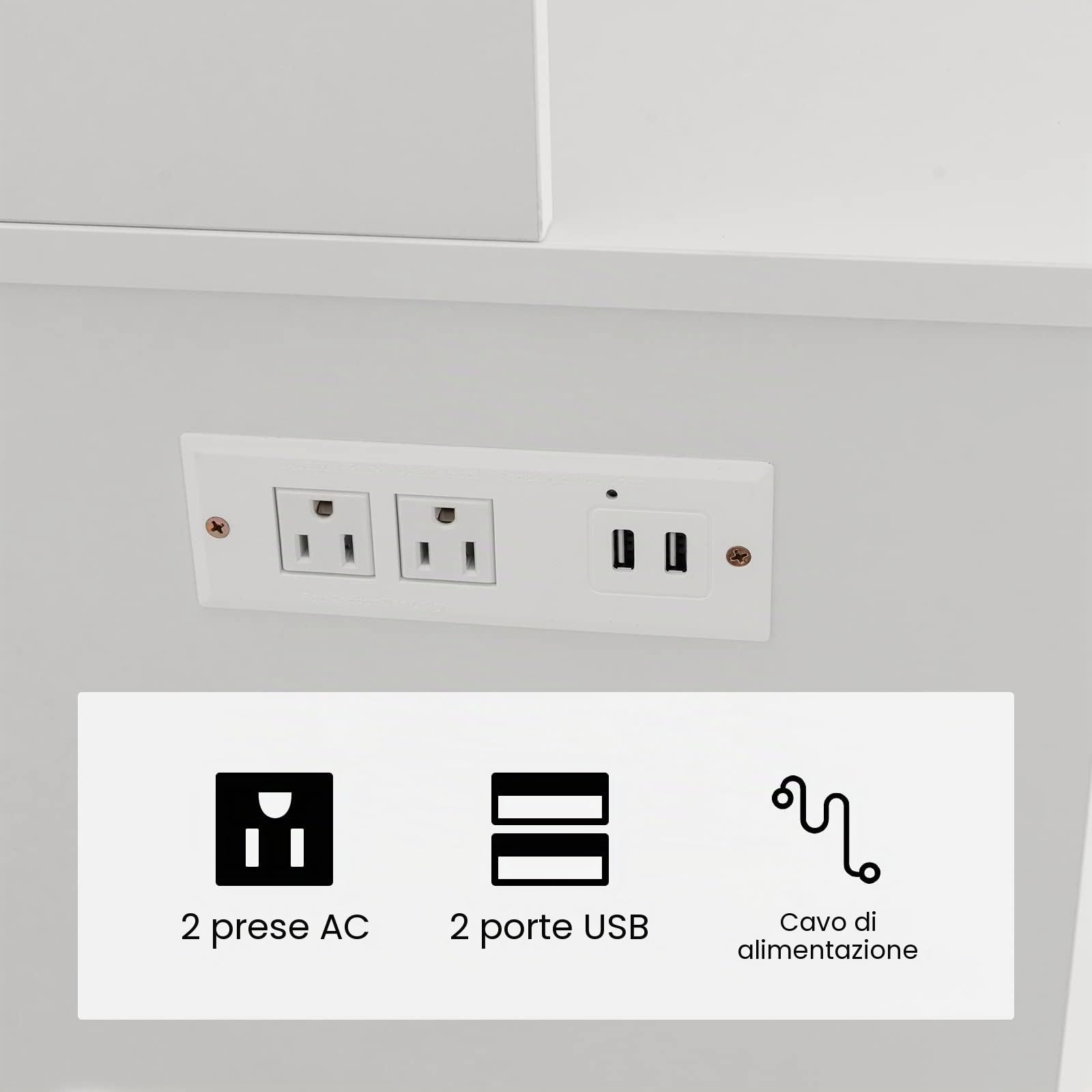 GIANTEX Comodino alto con stazione di ricarica, tavolino da notte con ripiani regolabili e armadi e prese e porte USB, mobile di immagazzinaggio libreria tavolino per camera da letto ufficio soggiorno