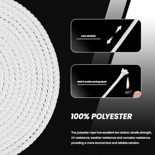 Abma Cord Polyester Rope 5mm x 30m Diamond Braided Cord on Spool - White - Image 4