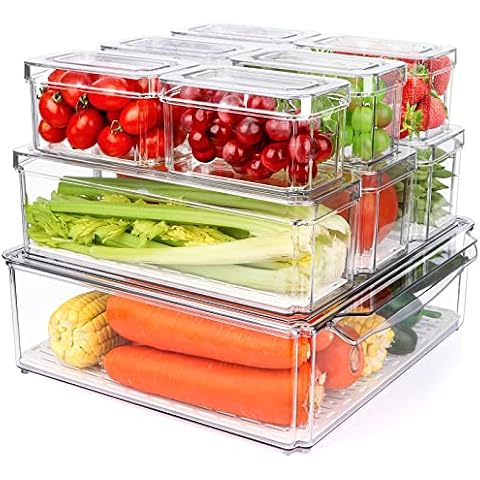 10 Pack Refrigerator Pantry Organizer Bins Cover