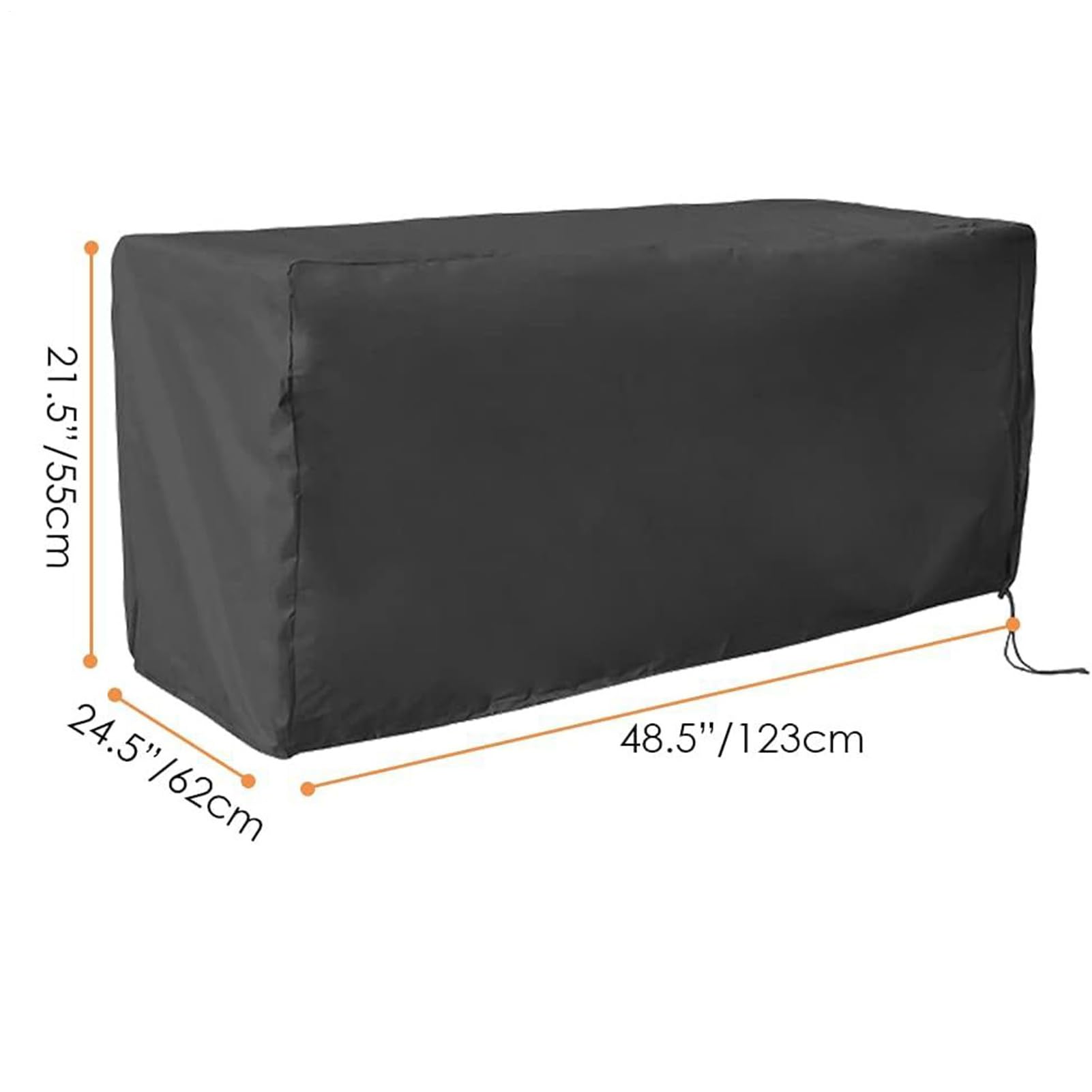 Housse de protection pour coffre à coussins de jardin - Bâche de protection 100 cm - Imperméable aux UV et aux UV - 123 x 62 x 55/130 x 60 x 71 cm - Noir