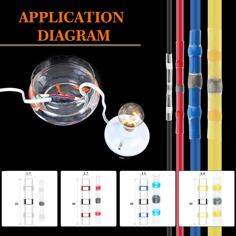 270pcs Waterproof Heat Shrink Butt Crimp Terminals Solder Seal Electrical Wire Cable Splice Terminal Kit for Automotive Marine
