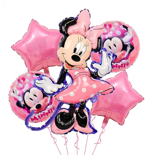 Minnie Birthday Party Supplies 5PCS Foil Balloons for Boys Girls Mouse Party Decorations