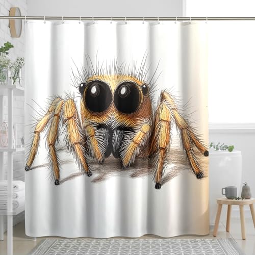 Set di tende da doccia a forma di tarantola per bambini, tenda da doccia a forma di ragno, accessori da bagno con insetti alla moda, tessuto in poliestere decorativo, 152 x 183 cm