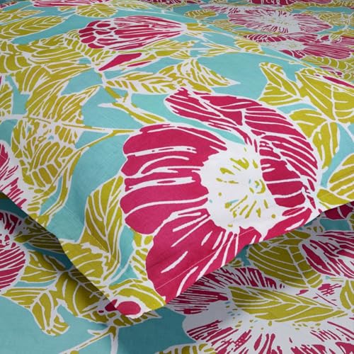 Image of haus & kinder Double Bedsheet for Queen Size Bed | 90 x 100 Inches 186 TC Cotton Bedsheet for Double Bed with 2 Pillow Covers - Petal Veranda Multi