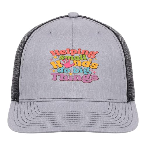 Retros Helping Tiny Humanss Dos Big Things Speds Teacher Fitted Hat for Women Fashionable Athletic Trucker Caps