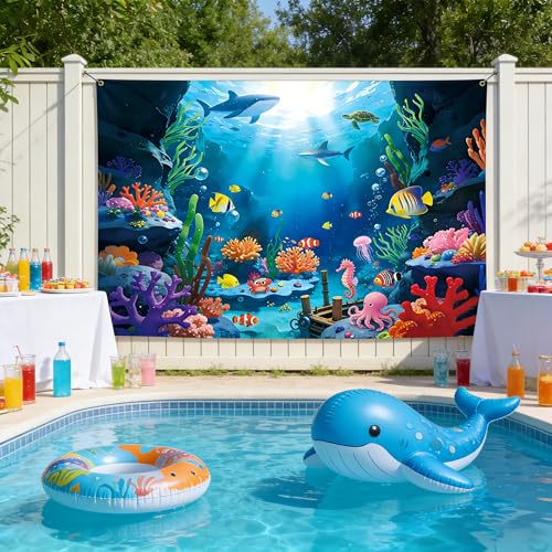 Fondo decorativo poliéster 240x180cm tema mar miniatura 5