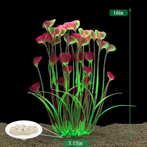 Image of DSkoiph Artificial Plants Decoration Ornament for Fish Tank Aquarium Plastic Plants Tall 16 inch 2 Pack (Red)