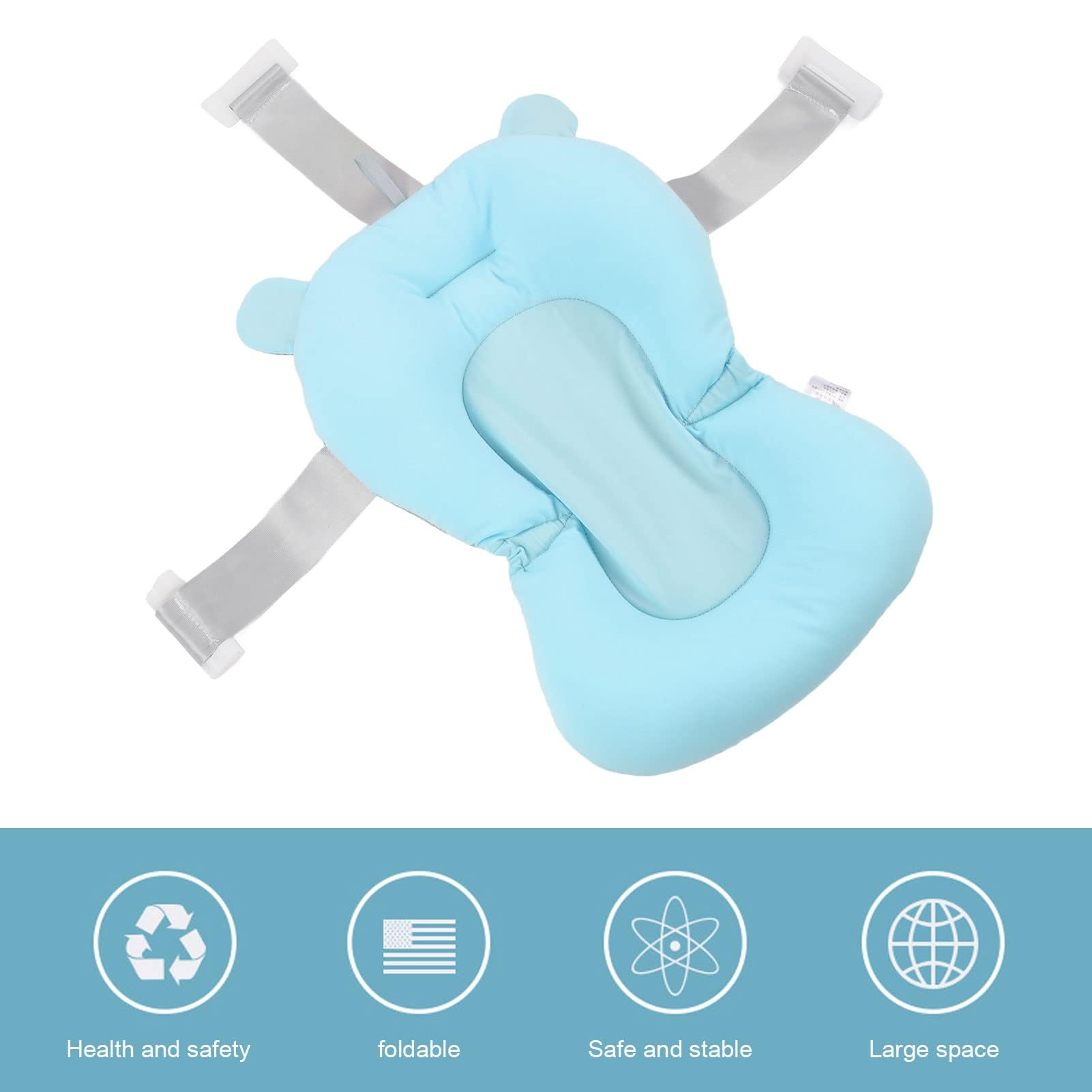 Baby-Badewannen-Sitzkissen, Schwimmender, Sicherer Badewannensitz, Faltbar, Verstellbar, für Neugeborene (Blauer bär)