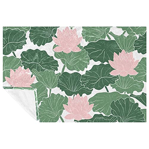 Couverture douce de qualité lit et canapé motif feuilles de lotus - 2