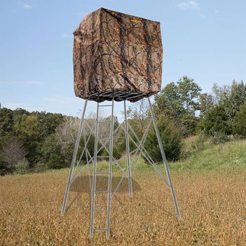 MUDDY Steel 7' Tall Quad Pod Hunting Blind Cover with 4 Zippered Windows (Stand Not Included) - Portable Camouflage Shelter and Gear