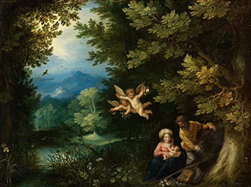 Toile Repos pendant la fuite en Égypte de Jan Brueghel pour créer un salon chaleureux et élégant