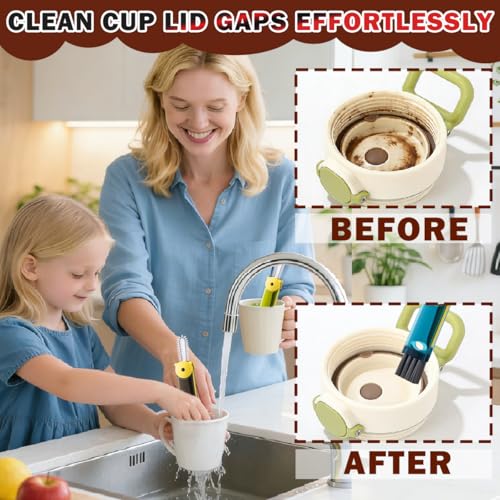 Image of 3 in 1 Cup Lid Cleaning Brush, Multifunctional Crevice Cleaning Brush for Water Bottle Insulated Cup Pacifier Tumbler Lid Groove Narrow Space Detail Cleaner Home Kitchen Gadgets(3 PCS)