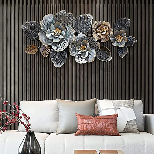 YGBUHN 3D Wanddeko Metall, Kreative Handgefertigt Blume Blüht Wandskulpturen, Blume Leaf Wanddekoration Perfekte Deko für Wohnzimmer Schlafzimmer Badezimmer Küche Büro Cover