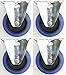 Produktbild 4 Stück 100mm Blue Wheels Bockrollen Transportrollen Elastik blau 180kg / Rad - INDUSTRIEQALITÄT (4 x Bock)