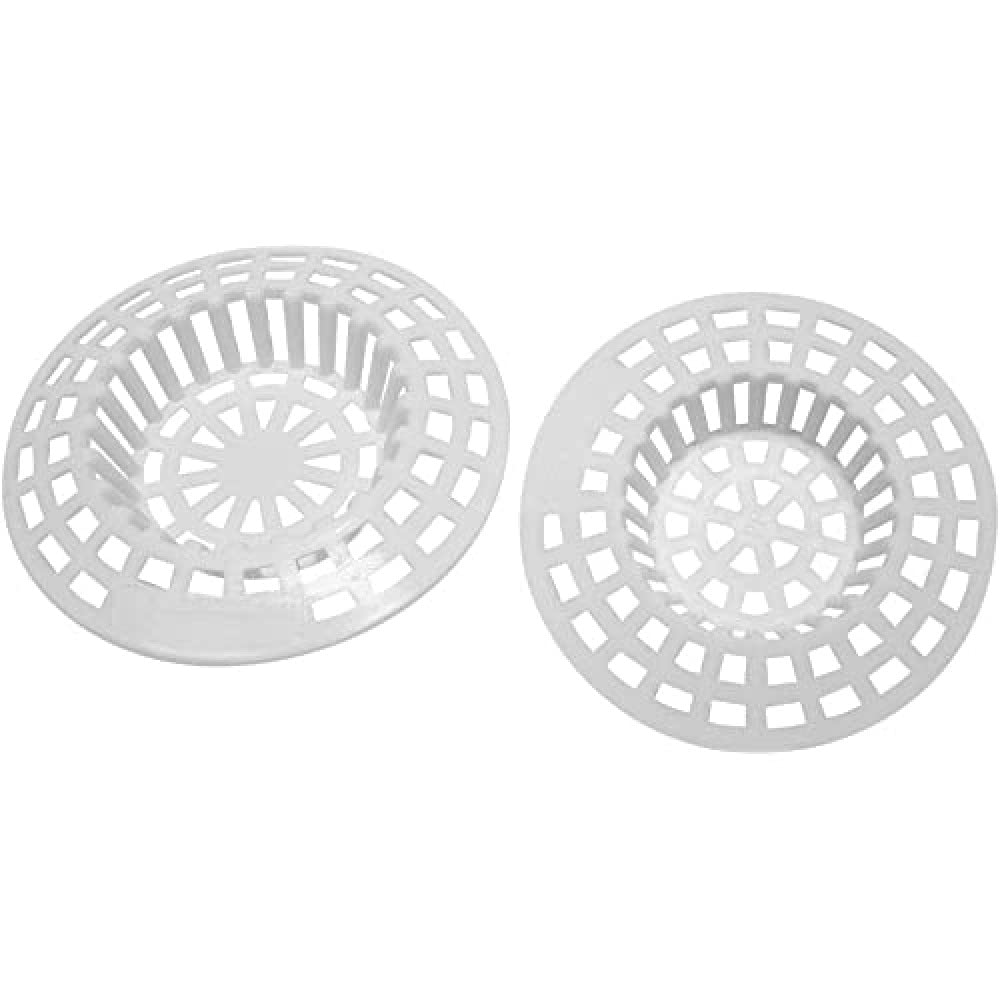 Fackelmann TECHNO Sink Strainers, Pack of 2, Hair & Food Drain Catcher, Plastic, 1x6cm & 1x7cm, White