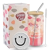 WAIZHIUA Bicchiere con coperchio e cannuccia, bicchieri da cocktail con sottovaso, 500 ml,...