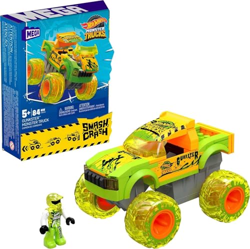 Mega Construx Hot Wheels Monster Trucks Coche Gunkster Bloques de construcción con Figura, Juguete +5 años (Mattel HNG52)