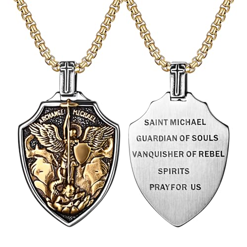 Collier Saint Michel archange Flongo médaille religieuse catholique protection homme