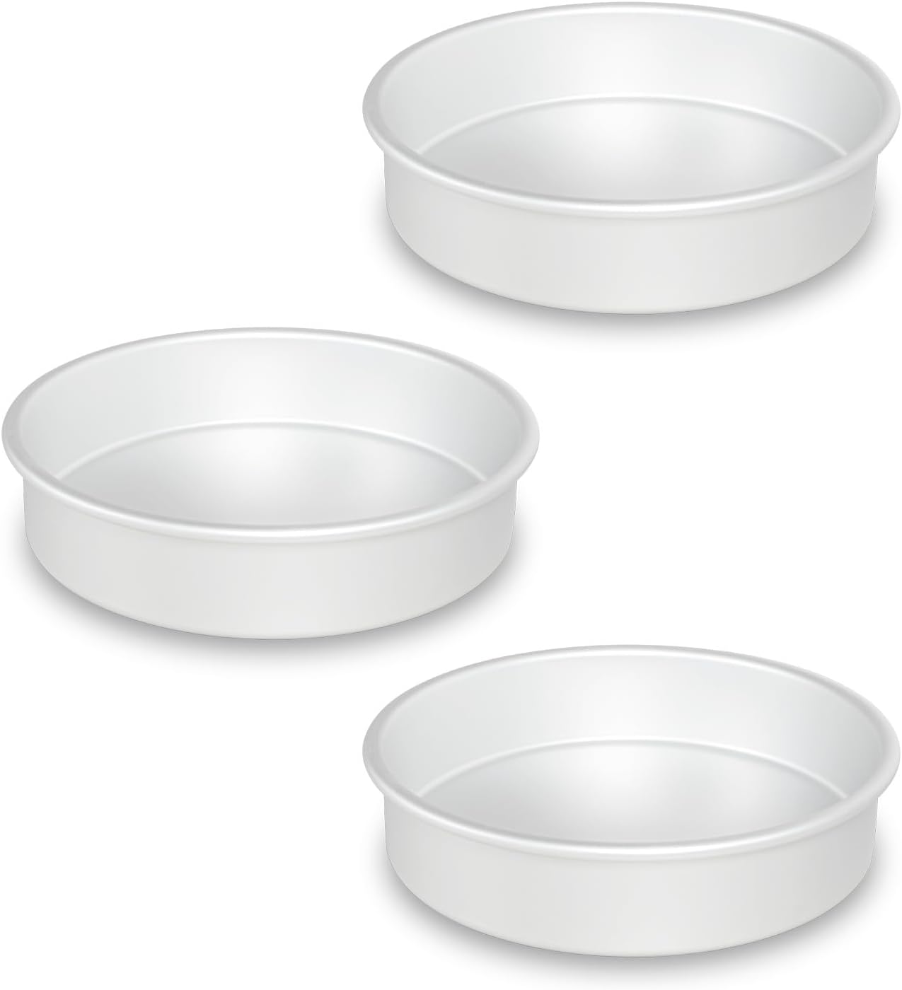 8 inch round cake pans set of 3 Aluminum cake tin baing pan for birthday cake party (8×2 round Cake Pans, Set of 3)