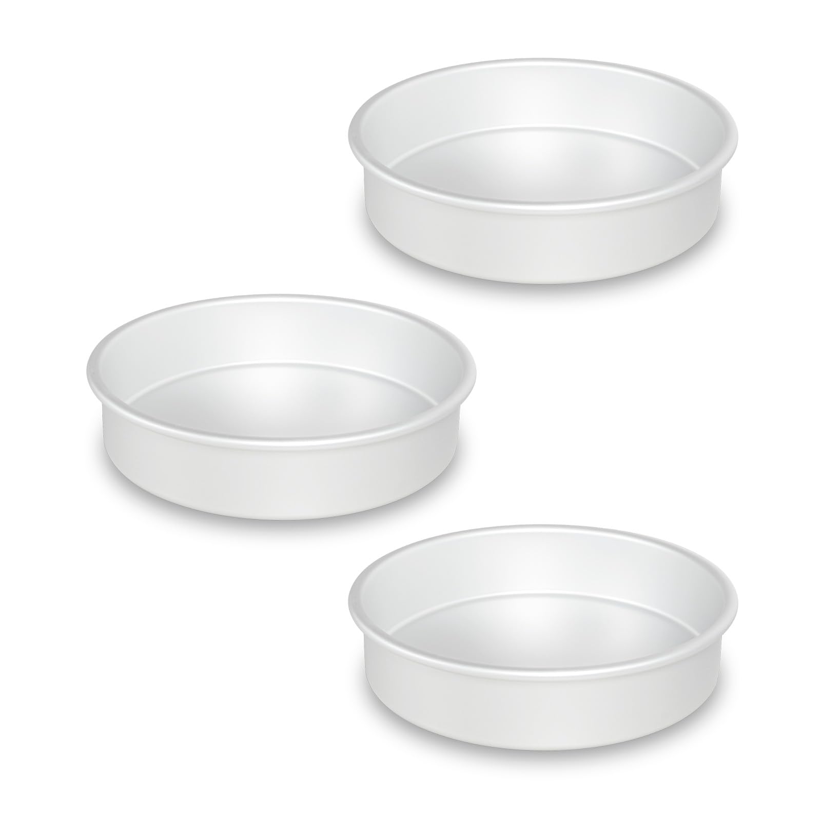 Juego de 3 moldes redondos de aluminio para tartas de 8 x 2 pulgadas, moldes redondos de aluminio para tartas para bodas, fiestas, ocasiones familiares, chocolate, pan. (redondo, 8 x 2