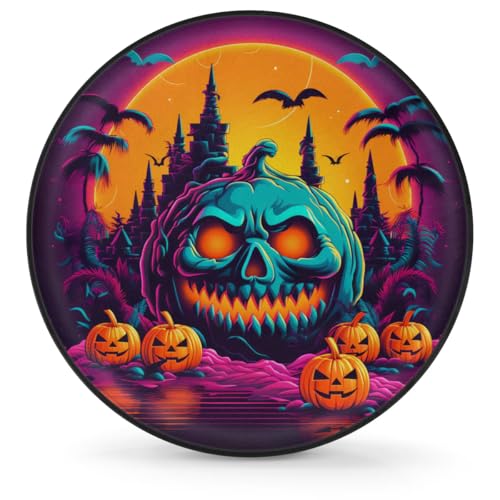 Image of Spare Tire Cover for RV Trailer, Halloween Pumpkin Tire Covers Universal Fit for Travel Trailer Camper Jeep RV SUV Truck Waterproof Wheel Cover (15 inch for Diameter 27 inch - 29 inch),A-1026