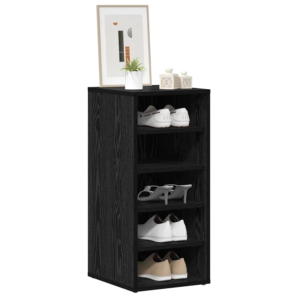 Set di 2 scarpiere nere effetto rovere, 32 x 35 x 70 cm, in legno, 10 scomparti, per riporre scarpe in corridoio, corridoio e camera da letto