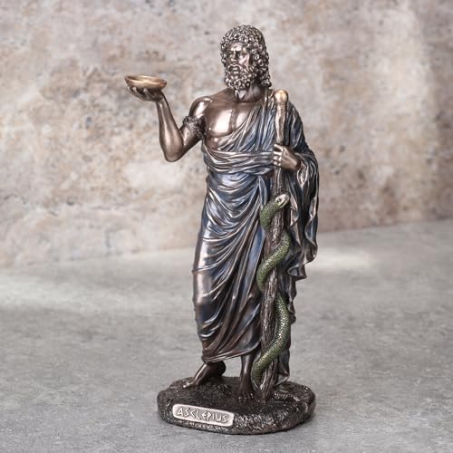 Figura en Resina con Acabado Bronce de Dios Griego Asclepio miniatura 5