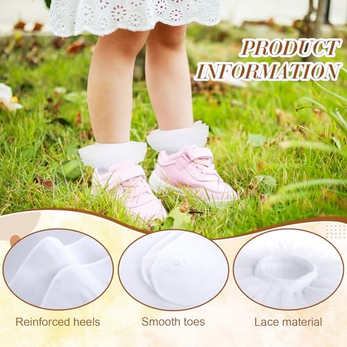 3 Pairs Girls Ruffles Socks Cute Frilly Ruffle Lace Tutu Socks for Halloween Toddler Baby Little Girls Dress and Daily2