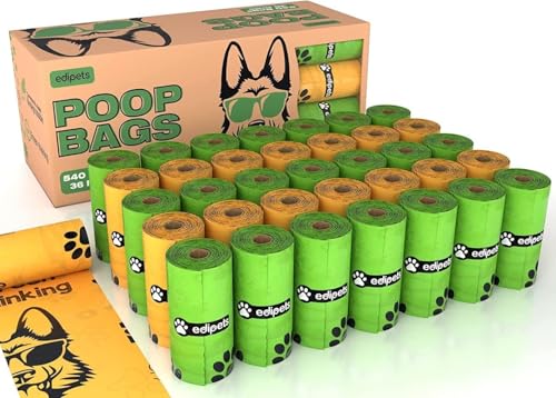 Edipets, Sacchetti Cane Biodegradabili, 405 o 540 pezzi, Extra Spesso, a prova di Perdite, non Profumati, Sacchettini per Cani, Raccogli Feci, Pet Bag (27 rotoli / 405 unità)