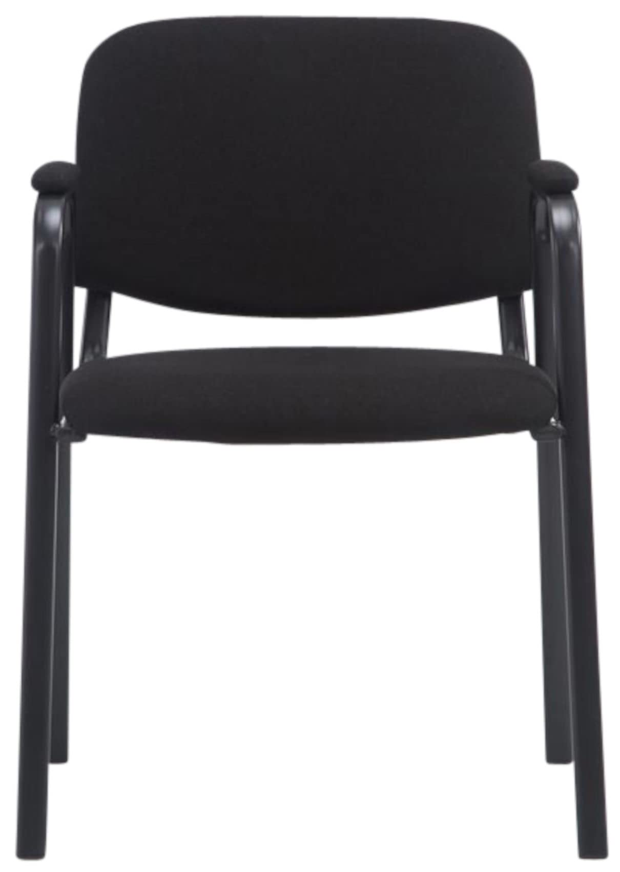 CLP Lot de 4 Chaises Empilables Ken Pro avec Accoudoirs Rembourrés, Chaises de Conférence en Tissu, Piétement Métal Noir Stable jusqu'à 150 kg, Couleur:Noir