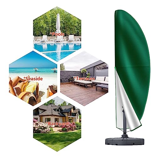 Cantilever Parasol Cover Waterproof, Fit for 2.5m 2.7m 3m 4m Patio Large Overhanging Outdoor Parasol 600D Oxford UV Resistant Windproof Garden Umbrella Cover with Zip - Image 5