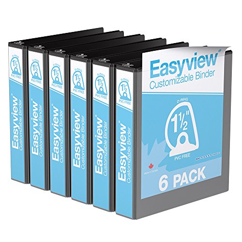 Easyview Premium, Angle D Ring, Customizable, View Binder, 6 Pack (1.5