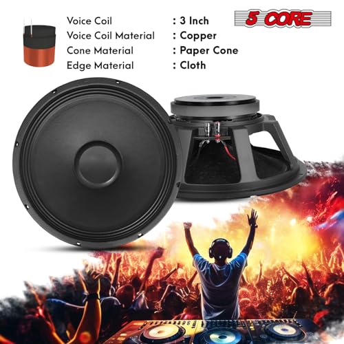 Image of 5 CORE Subwoofer 15 Inch 1500W Full Range High Powered PA DJ Component Pro Audio Speaker System 8 Ohm 90 Oz Magnet w /High-Temperature CCAW Voice Coil - FR 15190 17 AL
