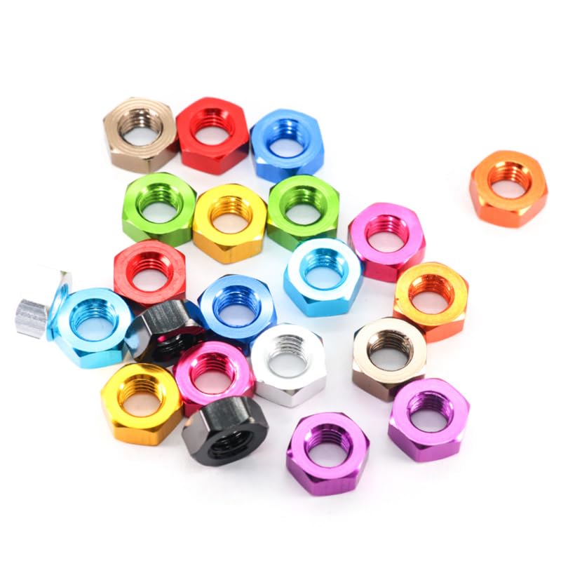 6063-T6 Aviation Aluminum Alloy Hexagonal nut 10 Pieces CNC Turning nut Standard nut Color nut M2 M3 M4 M5 M6 M8 （Silver,M8x1.25=10pcs）