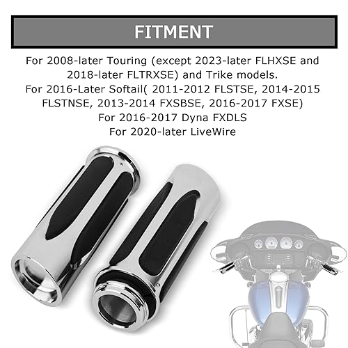 PSLER Electronic Throttle Control 25mm 1" Inch Motorcycle Grips Soft Touch Handlebar Grips for Touring Street Glide Electra Glide Road Glide Trike Models Road King Softail Dyna FXDLS by PSLER - Image 2
