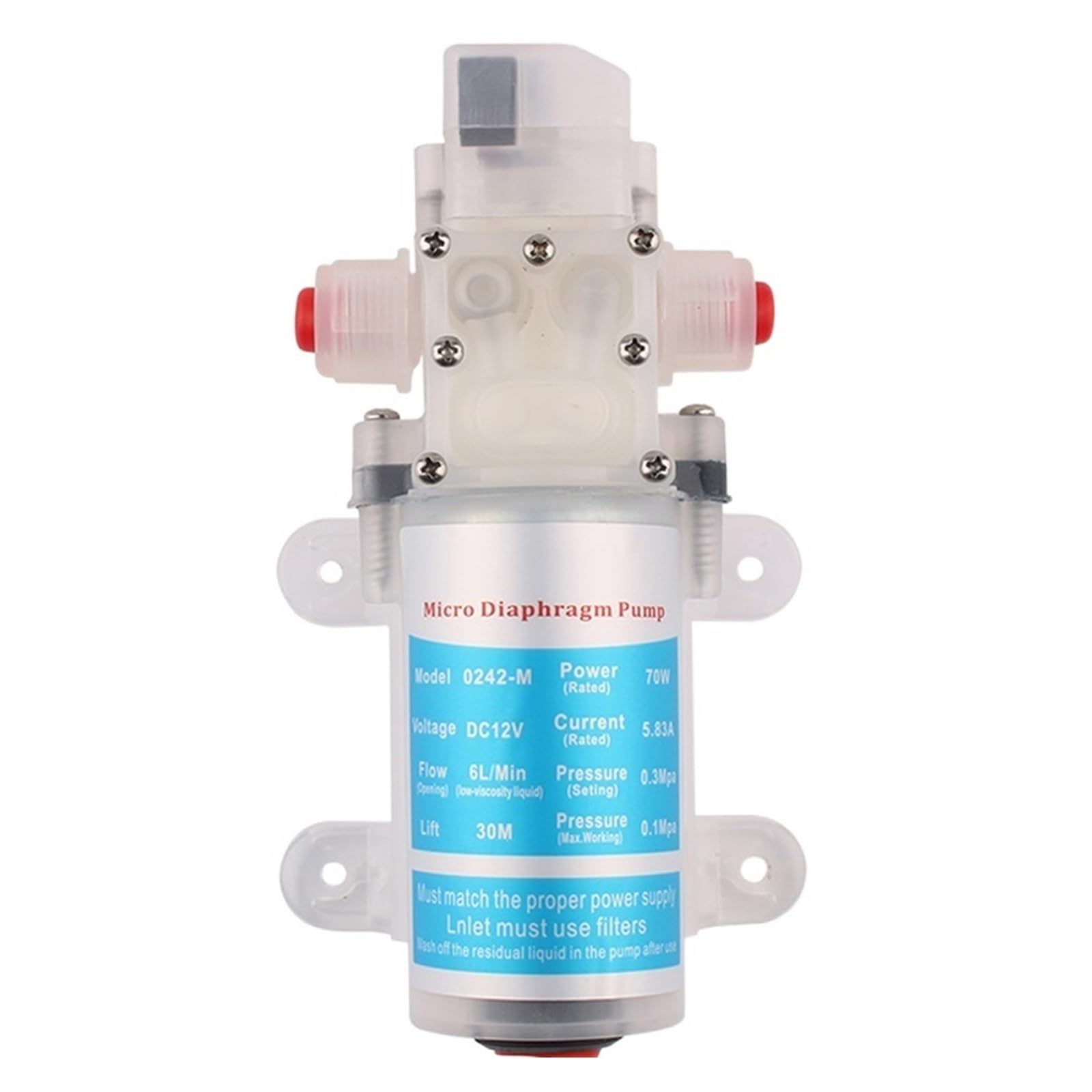 Cczrd 70W Pump Food Grade Water Pump Electric Diaphragm 12V Self-Priming Dc Sanitary And Stable 15W 75W 80W Smooth Operation Flow Steady Reliable(70W Pump)