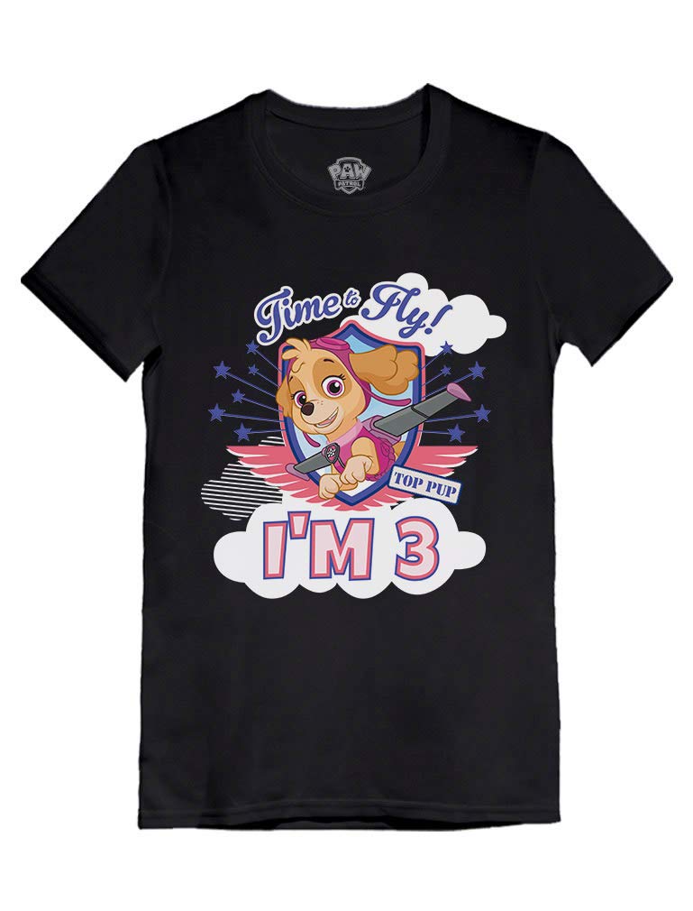 Tstars Paw Patrol Skye 3rd Birthday Shirt Toddler Girl Fitted Party Tee | Soft fitted licensed Skye tee for turning three; great for 3rd birthday, pink pup party, girl photo gift 4T Im 3 / Black