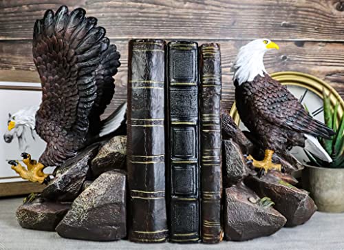 Ebros Gift Patriotic Freedom From End To End American Bald Eagle Bookends Pair Set Sculptures For Book Organization Office And Home Decor Wildlife Birds Swooping And Perching Eagles #TOP28