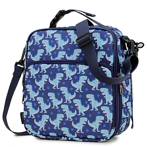 Bolsa Térmica para el Almuerzo,RAVUO Bolsa Termica para Infantiles Dinosaurio Bolsa Comida Grande Porta Alimentos con Correa Para el Hombro Desmontable 2 Formas de Transporte